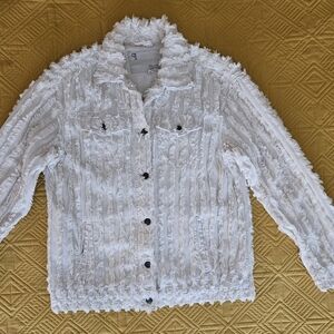 Pilcro White Textured Teddy Jacket